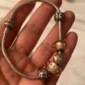 Pandora bracelet with 5 charms